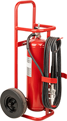 Image of Product. Fire Extinguisher with Hand Truck. Front orientation. Fire Extinguishers. Fire Extinguishers for Liquids and Gases, Hand Truck.