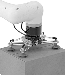 Image of ProductInUse. Shown with Robot Arm (Not Included). Front orientation. Vacuum Lifters. Robot-Ready Vacuum Lifters , Lifters with HDPE/TPE Cups.