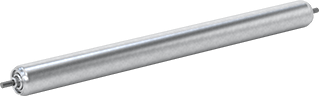 Image of Product. Front orientation. Small-Diameter Conveyor Roller, 1-3/8" Diameter, Galvanized Steel, for 17" Between Frame Width.