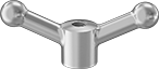 Image of Product. Front orientation. Machine Handles. Threaded Through-Hole Mount, 2 Arms.