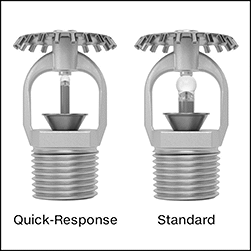 Image of ProductInUse. Front orientation. Contains Annotated, Border, MultipleImages. Fire Sprinkler Heads. Quick-Response Fire Sprinkler Heads.
