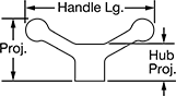 Image of Attribute. Front orientation. Contains Annotated. Machinable-Hub Mount, 2 Arms.