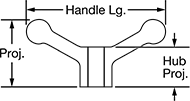 Image of Attribute. Front orientation. Contains Annotated. Unthreaded Through-Hole Mount, 2 Arms.