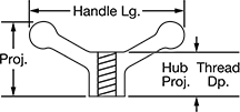 Image of Attribute. Front orientation. Contains Annotated. Threaded Through-Hole Mount, 2 Arms.