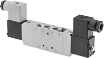 Image of Product. Front orientation. Directional Control Valves. Two-Speed Two-Action Electrically Operated Air Directional Control Valves with Exhausting Shut-Off, NPTF Inlet Thread, NPTF Outlet Thread.