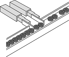 Image of ProductInUse. Two Cylinders Shown (Sold Separately). Front orientation. Parts Metering Cylinders. Parts Metering Air Cylinders, One Finger.