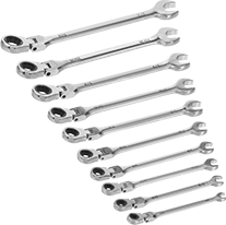 Image of Product. Front orientation. Combination Wrenches. Flex-Head Ratcheting Combination Wrench Sets.