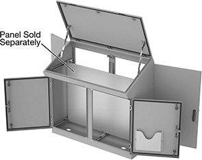 Image of Product. Front orientation. Contains Annotated. Console Enclosures. 4 Doors.