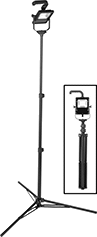 Image of Product. Front orientation. Contains Inset. Portable Work Lights. Wet-Location Cordless Adjustable-Height Portable Floodlights, Style D.