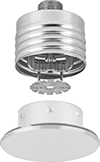 Image of Product. Front orientation. Exploded view. Fire Sprinkler Heads. Fire Sprinkler Heads, Concealed Mount.