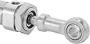 Image of ProductInUse. Front orientation. Air Cylinder Mounts. Dust-Resistant Round Body Air Cylinders, Rod-End Actuator Connection.