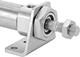 Image of ProductInUse. Front orientation. Air Cylinder Mounts. Dust-Resistant Round Body Air Cylinders, Foot-Bracket Actuator Connection.