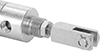 Image of ProductInUse. Front orientation. Air Cylinder Mounts. Multiple-Stroke Round Body Air Cylinders, Rod-Clevis-with-Pin Actuator Connection.