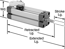 Image of Product. Front orientation. Contains Annotated. Air Cylinders. Easy-Install Flexible-Mount Air Cylinders.