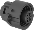Image of Product. Female Receptacle. Front orientation. Power Connectors. RD24 Connectors, Female Receptacles.