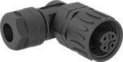 Image of Product. 90° Elbow Socket. Front orientation. Power Connectors. RD24 Connectors, 90° Elbow Sockets.