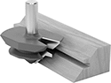 Image of ProductInUse. Front orientation. Router Bits. Router Bits for Wood Joining, Lock-Miter Wood Joint—Uncoated Carbide-Tipped Steel.