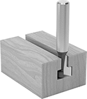 Image of ProductInUse. Front orientation. Router Bits. Router Bits for Wood Joining, Keyhole Wood Joint—Uncoated Carbide-Tipped Steel.
