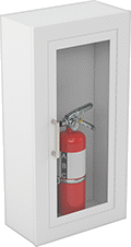 Image of ProductInUse. Front orientation. Fire Extinguisher Cabinets. Pull to Open.