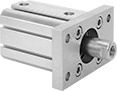 Image of ProductInUse. Front or Rear Flange Actuator Connection. Front orientation. Air Cylinder Mounts. Flexible-Mount ISO Air Cylinders, Front-Flange Actuator Connection, Rear-Flange Actuator Connection.