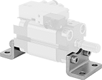 Image of ProductInUse. Front orientation. Air Cylinder Mounts. Easy-Install Flexible-Mount Air Cylinders, Foot-Bracket Actuator Connection.