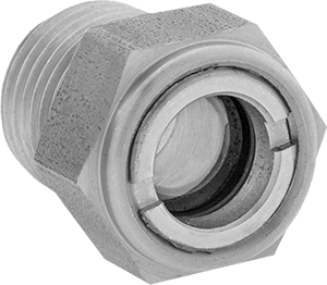Image of Product. Front orientation. 303 Stainless Steel Sight, for Clear Liquid, 1 NPT Male.