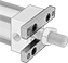 Image of ProductInUse. Front orientation. Air Cylinder Mounts. Tie Rod Air Cylinders, Flange-Bar-Set Actuator Connection.