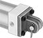 Image of ProductInUse. Front orientation. Air Cylinder Mounts. Tie Rod Air Cylinders, Clevis-Bracket-with-Pin Actuator Connection.
