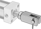 Image of ProductInUse. Front orientation. Air Cylinder Mounts. Tie Rod Air Cylinders, Rod-Clevis-with-Pin Actuator Connection.