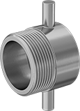 Image of Product. Front orientation. Fire Hose and Fittings. Pin-Lug Fire-Fighting Hose Fittings, Male, Straight, NH/NST Thread, Threaded Fitting Connection, Adapter, NPT Thread, Female.