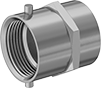 Image of Product. Front orientation. Fire Hose and Fittings. Pin-Lug Fire-Fighting Hose Fittings, Adapter, NH/NST Thread, Straight, NPT Thread, Female, Threaded Fitting Connection.