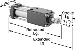 Image of Product. Front orientation. Contains Annotated. Air Cylinders. Locking Tie Rod Air Cylinders.