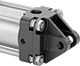 Image of Product. Front orientation. Air Cylinder Mounts. Locking Tie Rod Air Cylinders, Clevis-Bracket Actuator Connection.