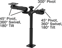 Image of Product. Front orientation. Monitor Mounts. Benchtop Monitor and Keyboard Mounts, Full Motion.
