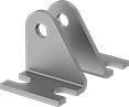 Image of Product. Front orientation. Air Cylinder Mounts. Single-Acting Round Body Air Cylinders, Pivot-Bracket-with-Pin Actuator Connection.