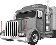 Image of ProductInUse. Shown Installed. Front orientation. Vehicle Markers.