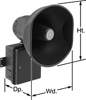 Image of Product. Front orientation. Contains Annotated. Speakers. Hazardous Location Horn-Shaped Speakers.