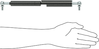 Image of Product. Side1 orientation. Contains SizingReference. Adjustable-Force Locking Gas Spring, 12.87" Extended Length .