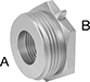 Image of Product. Front orientation. Contains Annotated. Fire Hose and Fittings. Fire-Fighting Hose Fittings , NH/NST Thread, Straight, Reducing-Adapter Fitting, NPT Thread, Male, Female, Threaded Fitting Connection.