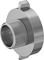 Image of Product. Front orientation. Fire Hose and Fittings. Rocker-Lug Fire-Fighting Hose Fittings , Male, NH/NST Thread, Female, Adapter, Threaded Fitting Connection, Straight, NPT Thread.
