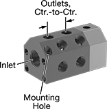 Image of Product. Single-Section Manifold. Front orientation. Contains Annotated. Manifolds. Color-Coded Irregular Hex Manifolds.