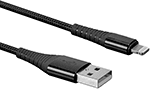 Image of Product. Front orientation. USB Cords. Long-Life USB Cords, USB-A Plug × Apple Lightning Plug.