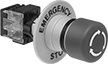 Image of Product. Turn Reset. Front orientation. Emergency Stop Switches. 16 mm Panel-Mount Push-Button-Actuator Emergency Stop Switches, Turn Reset.