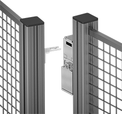 Image of ProductInUse. Key Shown Actuating from the Side. Front orientation. Safety Switches. Frame-Mounted Safety Switches.