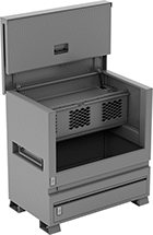Image of Product. Front orientation. Chests. Heavy Duty Steel Chests with Shelves, Style E.