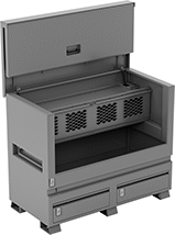 Image of Product. Front orientation. Chests. Heavy Duty Steel Chests with Shelves, Style F.