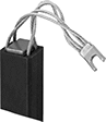 Image of Product. Front orientation. Motor Brushes. Motor Brushes with Shunt and Terminal, 4 Shunts.
