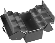 Image of Product. Front orientation. Tool Boxes. Tool Boxes with Cantilever Trays, Powder-Coated Steel, 4 Trays.