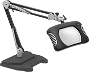 Image of Product. Front orientation. Magnifiers. Illuminated Weighted-Base Workstation Magnifiers, Rectangular Lens, Open Spring.