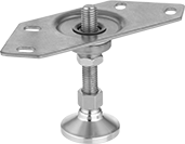 Image of Product. With Corner Bracket. Front orientation. Leveling Mounts. Swivel Leveling Mounts with Bracket, Corner Bracket, Without Cushion, 4 Mounting Holes.